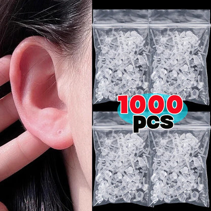 50–1000PCS Invisible Silicone Earring Backs – Soft Plastic Stud Pins for DIY Jewelry & Piercing Retainers