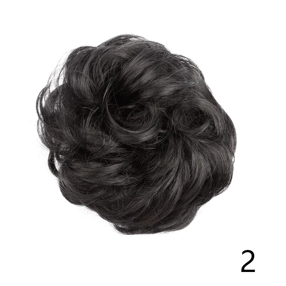 Synthetic Wavy Hair Bun Wig – Elastic Rubber Scrunchie Curly Ponytail Hair Extension for Ladies