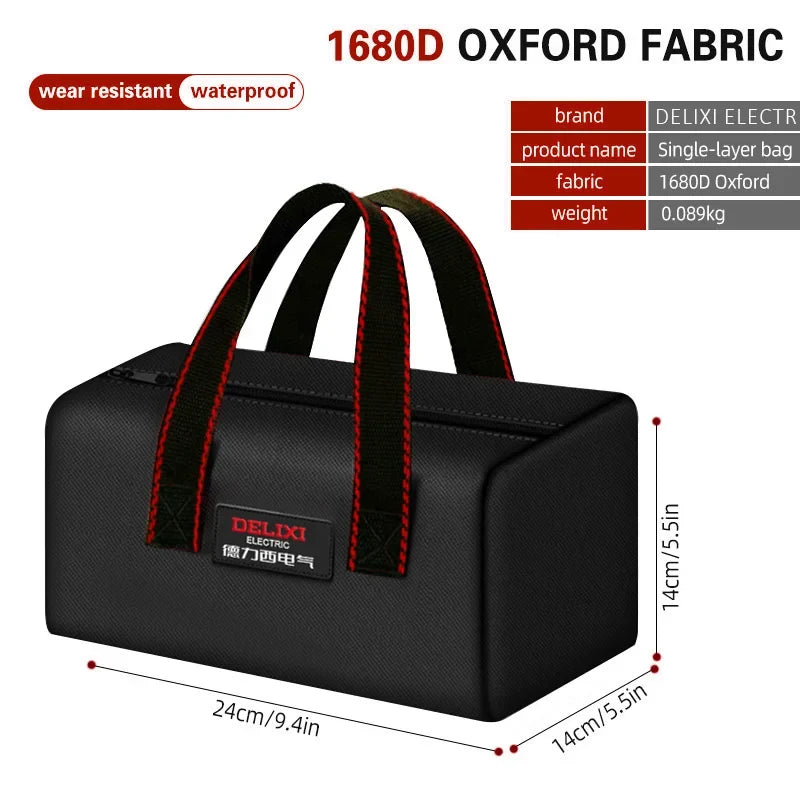 DELIXI ELECTRIC Tool Bag - Portable Oxford Cloth Storage Organizer for Electricians, Carpenters & Repairs