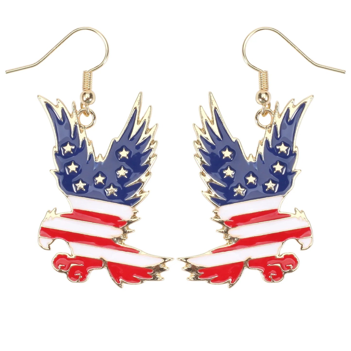 USA Flag Heart Star Cross Earrings - Patriotic Independence Day Dangle Jewelry for Women