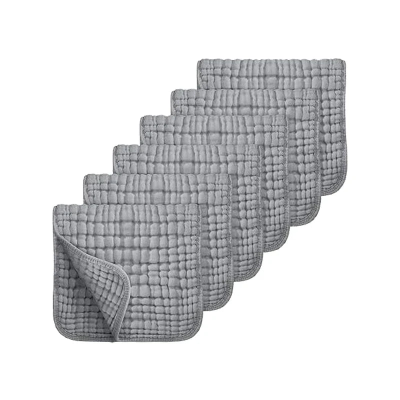 6PCS Baby Burping Cloths – 20"x10" Extra Soft 100% Cotton Muslin Washcloths, Absorbent Newborn Burp Cloths