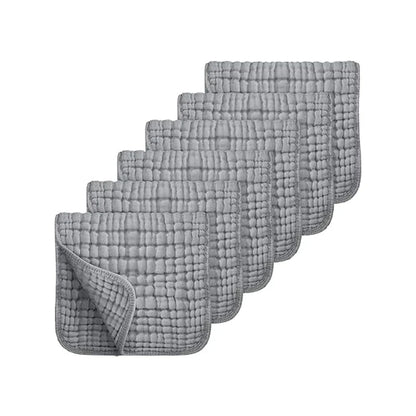 6PCS Baby Burping Cloths – 20"x10" Extra Soft 100% Cotton Muslin Washcloths, Absorbent Newborn Burp Cloths
