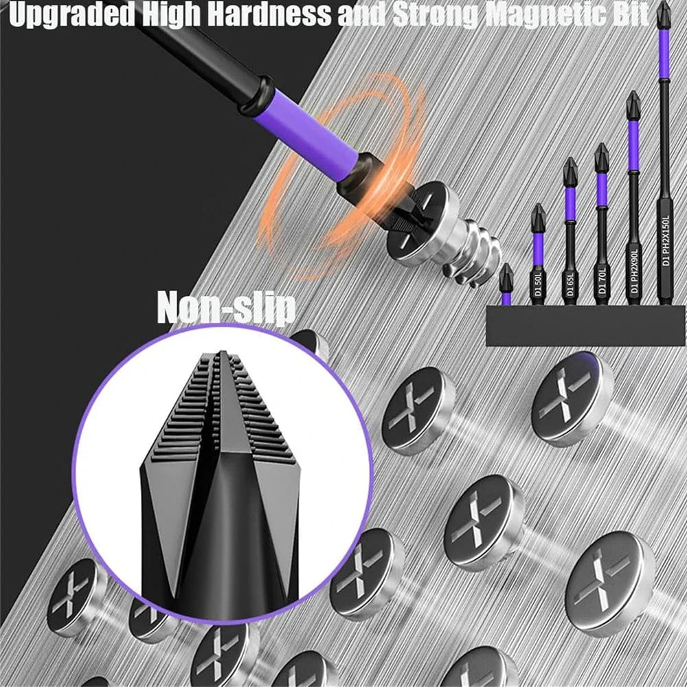 5–60PCS PH2 Magnetic Impact Driver Bit Set – Alloy Steel Cross Screwdriver Bits for Drill & Screw Driving Non-Slip Tool Kit