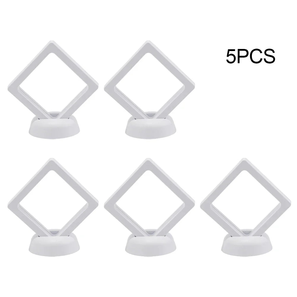 3D Floating Jewelry & Coin Display Frame – Clear Stand for Rings, Pendants, and Gemstones