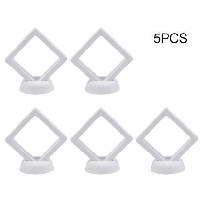 3D Floating Jewelry & Coin Display Frame – Clear Stand for Rings, Pendants, and Gemstones