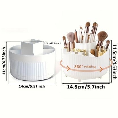 360° Rotating Makeup Brush Holder - 5 Slot Cosmetic Organizer for Brushes, Skincare & Vanity Storage
