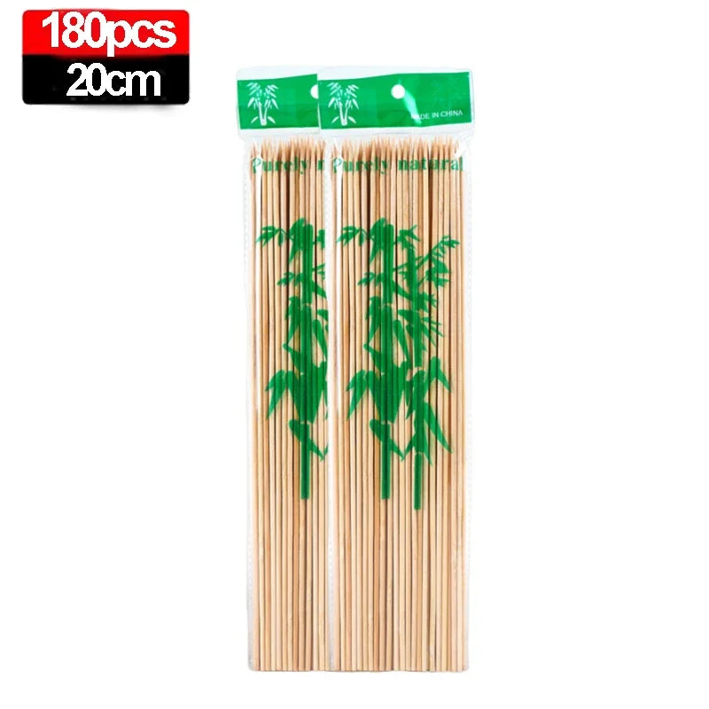 Disposable Bamboo Skewers - 270/90PCS Long Thick Wooden Food Sticks for Party, Buffet, Fruit & BBQ Serving Tools