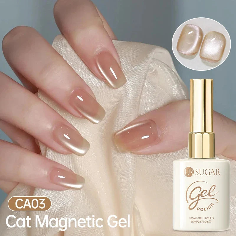 UR SUGAR Jelly Pink Cat Magnetic Gel Nail Polish 15ml - Glitter Ice Effect Soak Off UV LED Semi-Permanent Manicure Gel