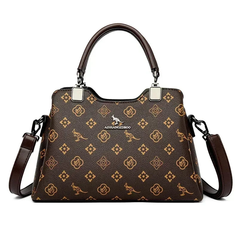 Luxury Fashion Print Women’s Handbag – Large Capacity Soft Leather Shoulder & Crossbody Designer Purse