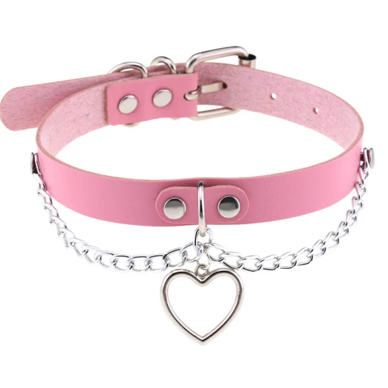 Harajuku Gothic Spike Rivet Star Choker Necklace – Black Bowknot PU Lace Leather Y2K Hip Hop Rock Jewelry for Girls