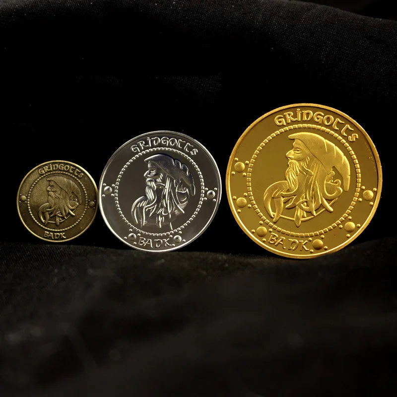 Harry Potter Gringotts Commemorative Coin Badge – Gold Galleon Money Bag Collectible, Birthday Gift