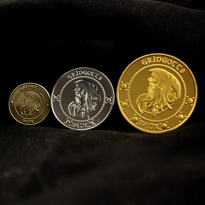 Harry Potter Gringotts Commemorative Coin Badge – Gold Galleon Money Bag Collectible, Birthday Gift