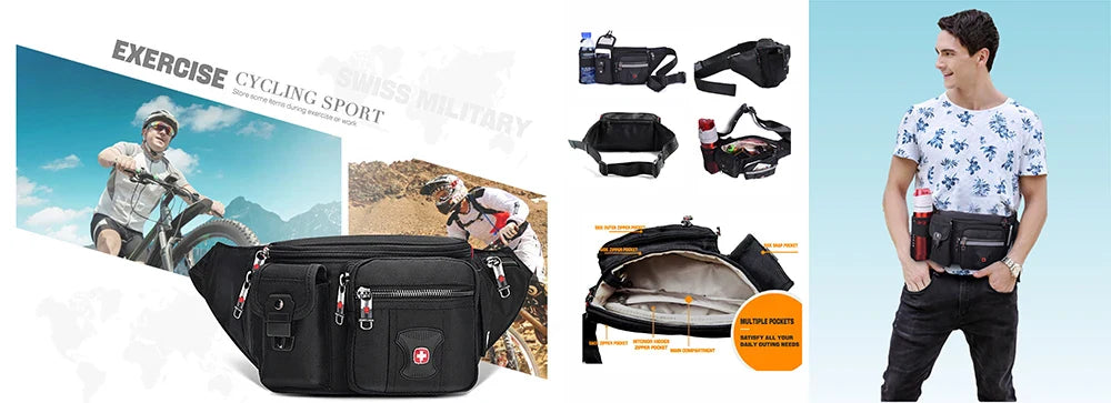 SWISS Men’s Chest Bag – Outdoor Waterproof Shoulder Crossbody Bag, Large Space, Practical & Durable Sling Bag for Men