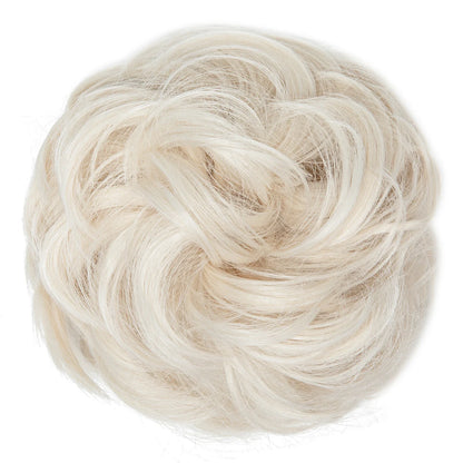 Synthetic Messy Hairpiece Chignon Scrunchie – Blonde & Brown Donut Bun for Women, Elastic Daily Use Hair Extension H9