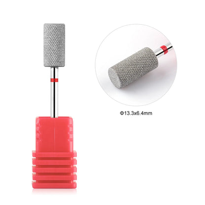 BNG Diamond Nail Sanding Drill Bits - Cross Teeth Barrel Rotary Cuticle Clean Burr, 3/32" Manicure Bit for Nail Accessories