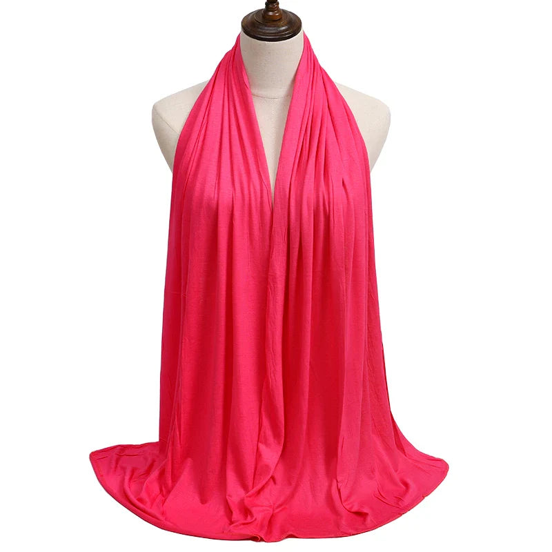 Women's Modal Cotton Jersey Hijab - Soft Solid Color Muslim Headscarf for Ramadan & Everyday Wear