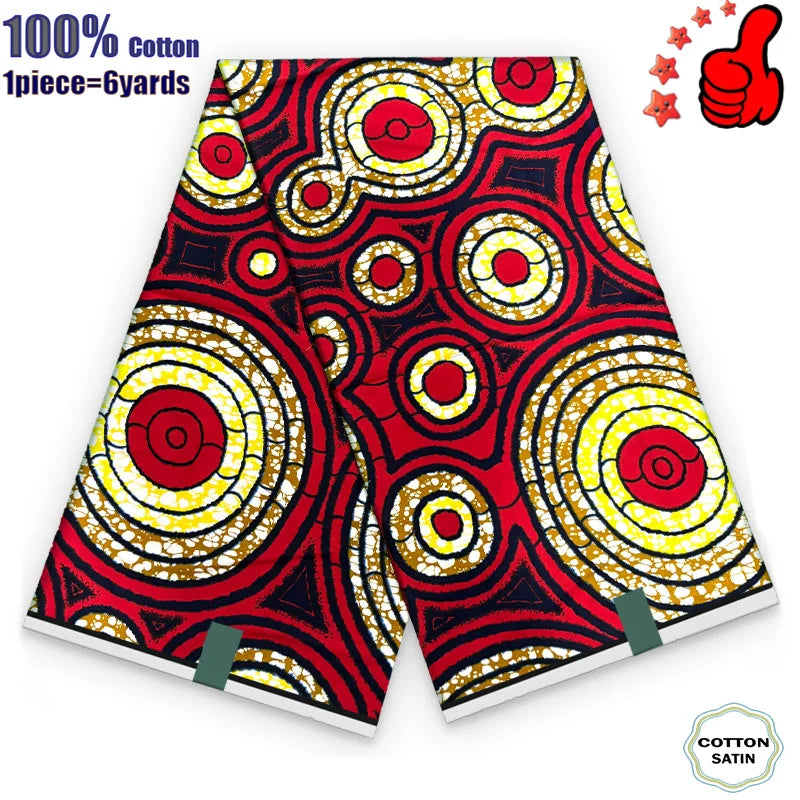 African Real Wax Print Fabric - 100% Cotton Ghana Nigeria Style Ankara Batik Sewing Material