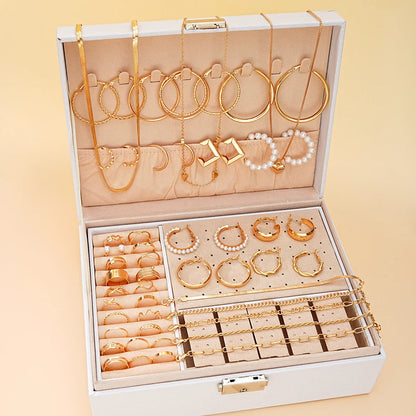 54-Pcs Women’s Vintage Pearl Jewelry Set – Earrings, Rings, Necklace, Bracelet & Heart Pendant, Boho Daily Wear Gift 2024