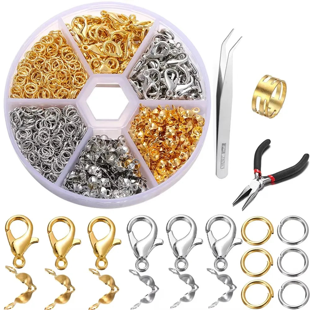 210-400Pcs Jewelry Making Kit - Lobster Clasps Jump Rings Crimp Beads Findings for DIY Bracelets & Necklaces