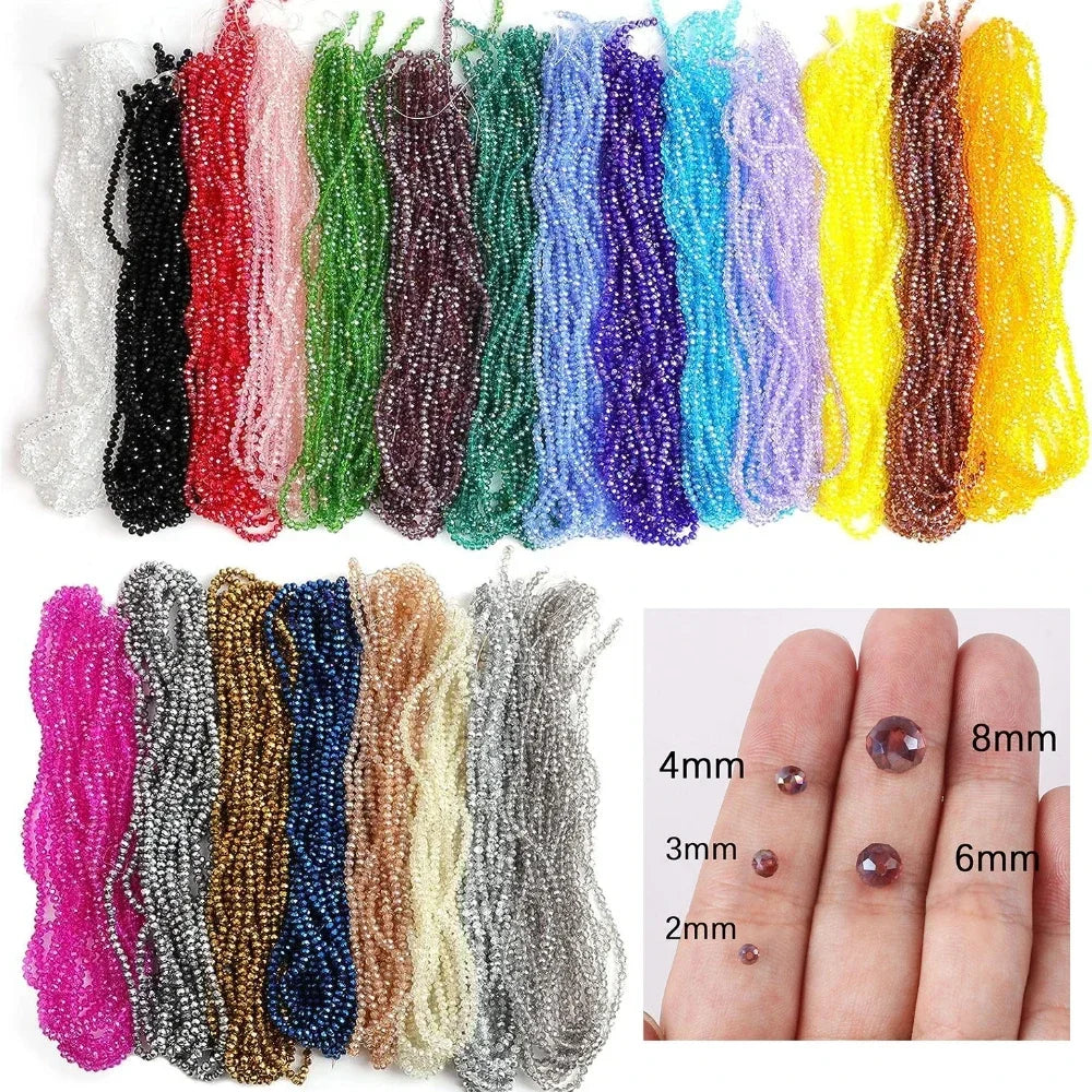 Austria Crystal Rondelle Beads - 2mm/4mm/6mm/8mm Faceted Glass Spacer Beads for DIY Jewelry & Bracelet Making