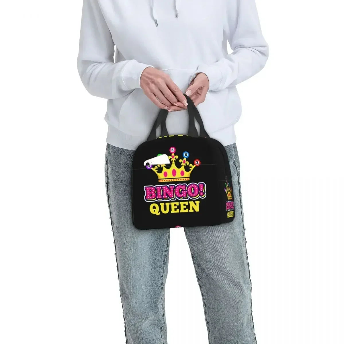 Bingo Queen Insulated Lunch Bag - Waterproof Thermal Cooler Tote for Work, Office & Picnics