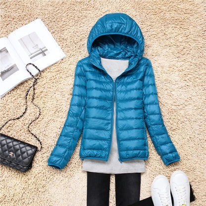 Women’s Lightweight Puffer Jacket - Hooded Packable Down Coat Plus Size 5XL-7XL Spring Autumn Outerwear