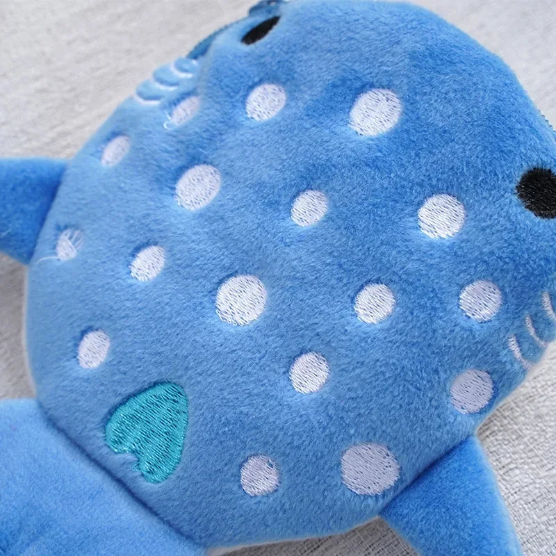 Cute Blue Shark Mini Coin Purse – Plush Zipper Wallet for Women, Key & Earphone Pouch
