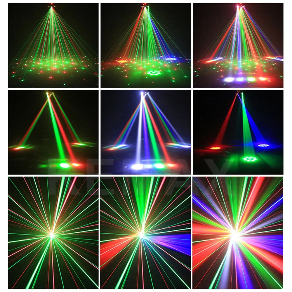 80W Disco Moving Head Light - 6-Arm Beam Strobe DJ Stage Lighting with DMX512 Control