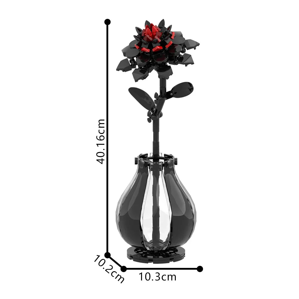 MOC Dahlia Flower Building Blocks – DIY Tianzhu Peony Brick Toy, Romantic Bouquet Model for Home Decoration & Gifts