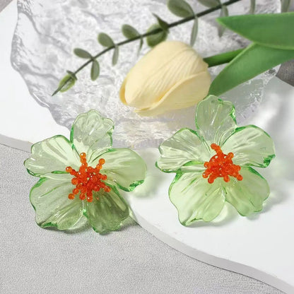 Zvoijio Resin Flower Drop Earrings - Personalized Trendy Long Water Drop Jewelry for Women