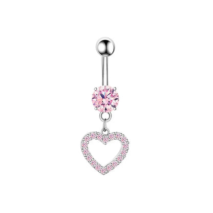 Stainless Steel CZ Belly Button Piercing – Heart & Butterfly Navel Barbell Jewelry for Women Sexy Navel Ring