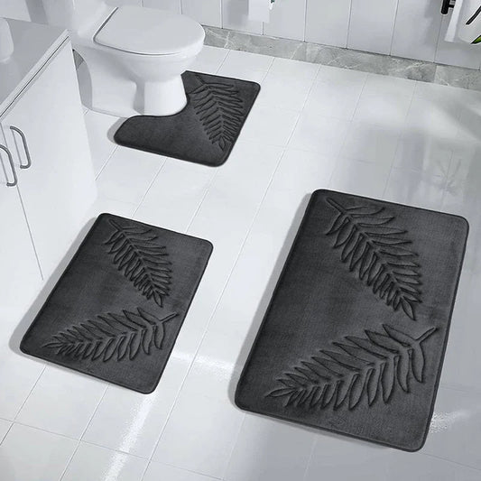 3Pcs Anti-Slip Bath Rug Set – Non-Slip Quick Dry Absorbent Bathroom Mat, Machine Washable Shower Carpet for Home