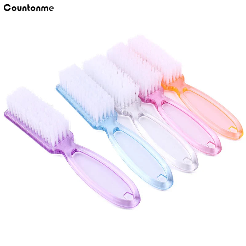 4PCS Transparent Nail Cleaning Brushes – Plastic Handle Pedicure & Manicure Scrub Brushes
