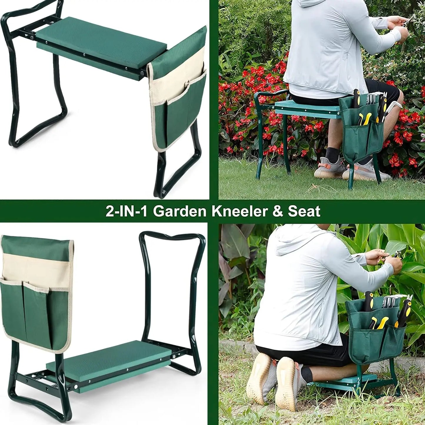 Upgraded Folding Garden Kneeler & Seat – Portable Garden Bench with EVA Foam Kneeling Pad for Outdoor Use