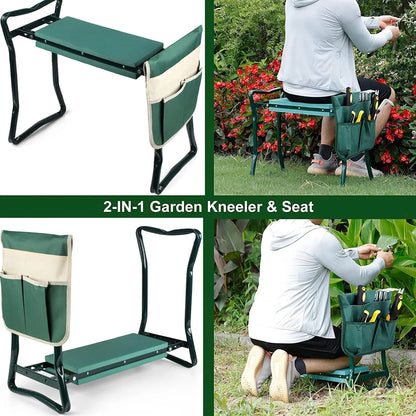 Upgraded Folding Garden Kneeler & Seat – Portable Garden Bench with EVA Foam Kneeling Pad for Outdoor Use