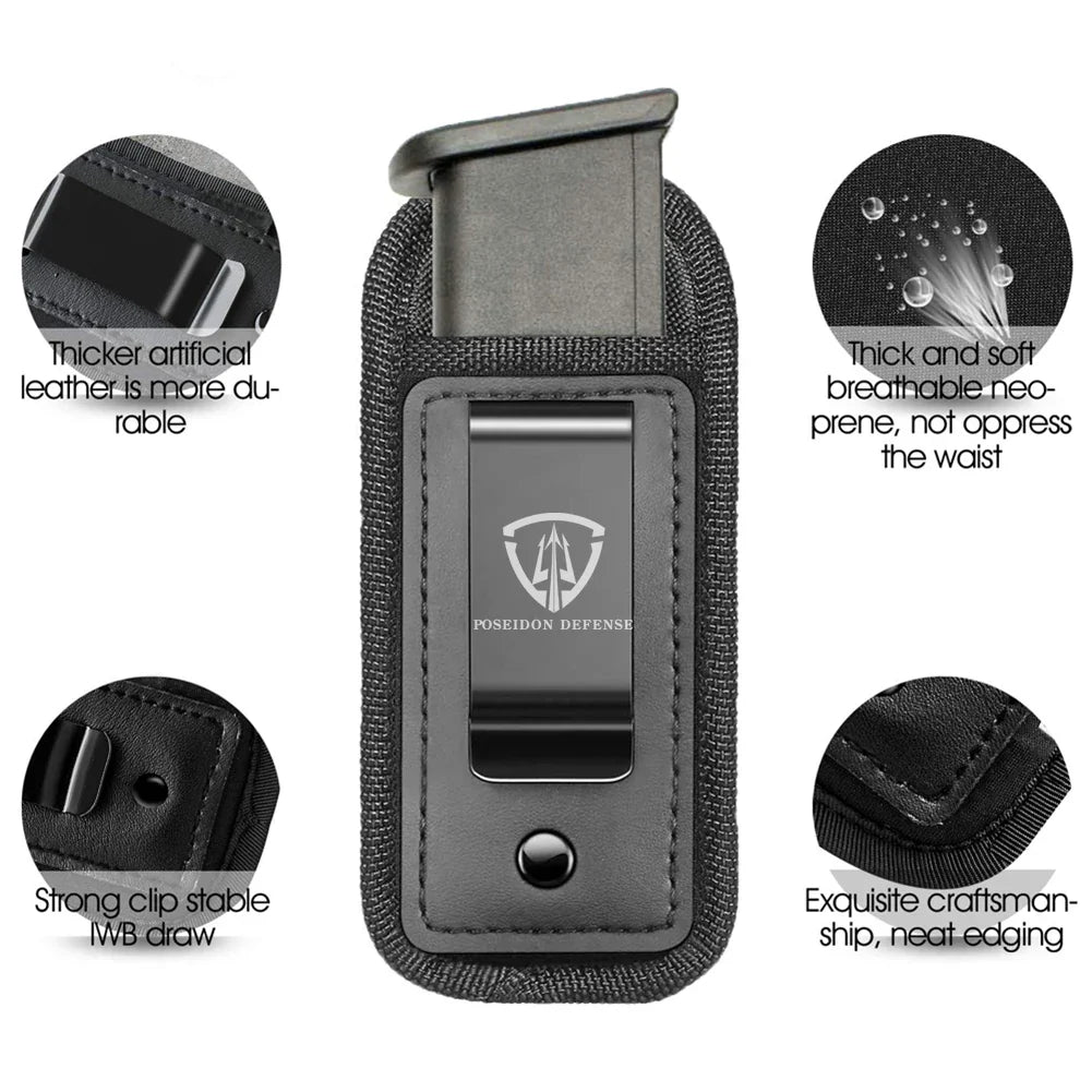 9mm .40 .45 Pistol Magazine Pouch – Single/Double Stack Holster, Concealed Carrier for Glock, S&W M&P, Sig Sauer, 1911, Beretta