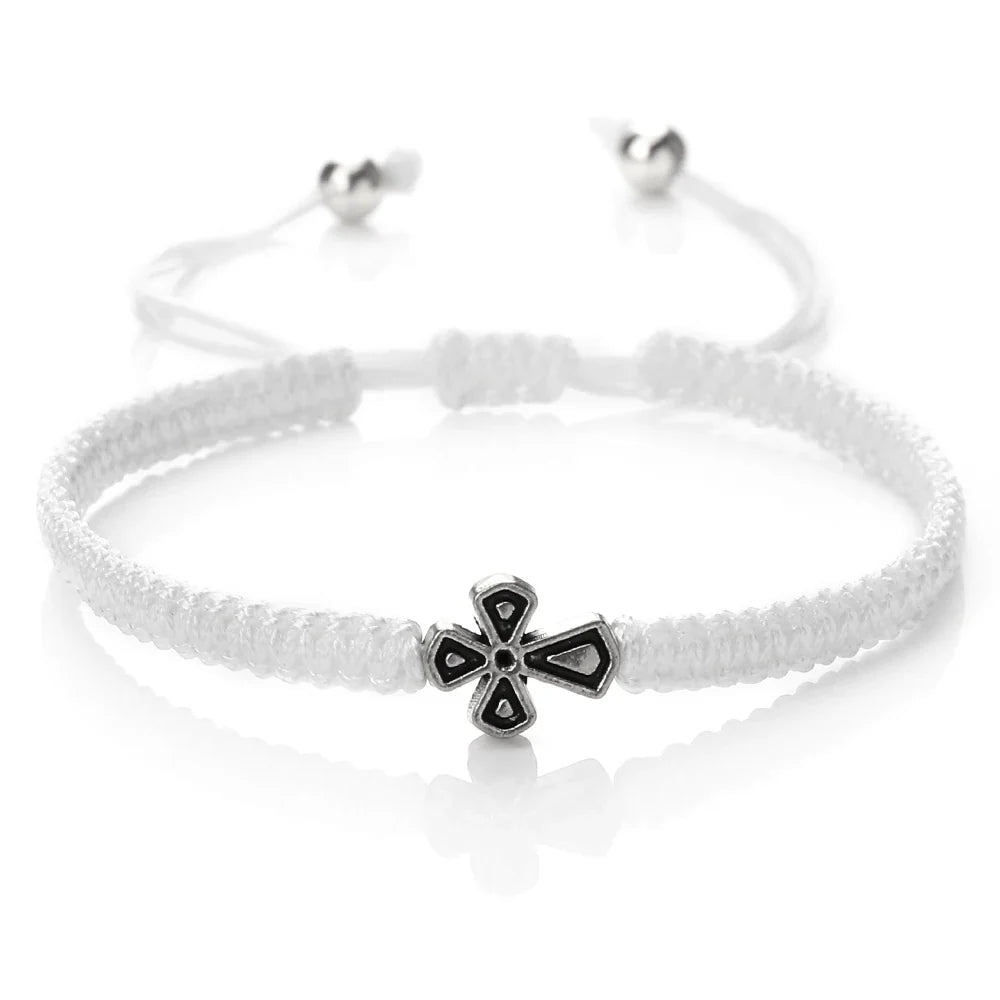 Prayer Cross Rope Bracelet - Handmade Adjustable Nylon Lucky Bangle Jewelry Gift for Women & Men