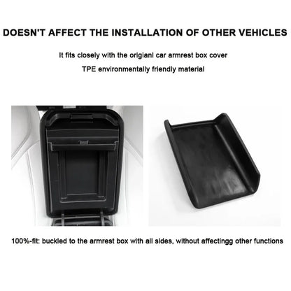 Armrest Box Protective Cover – TPE Center Console Pad for Tesla Model 3 2023 & Model Y HW4.0 Accessories