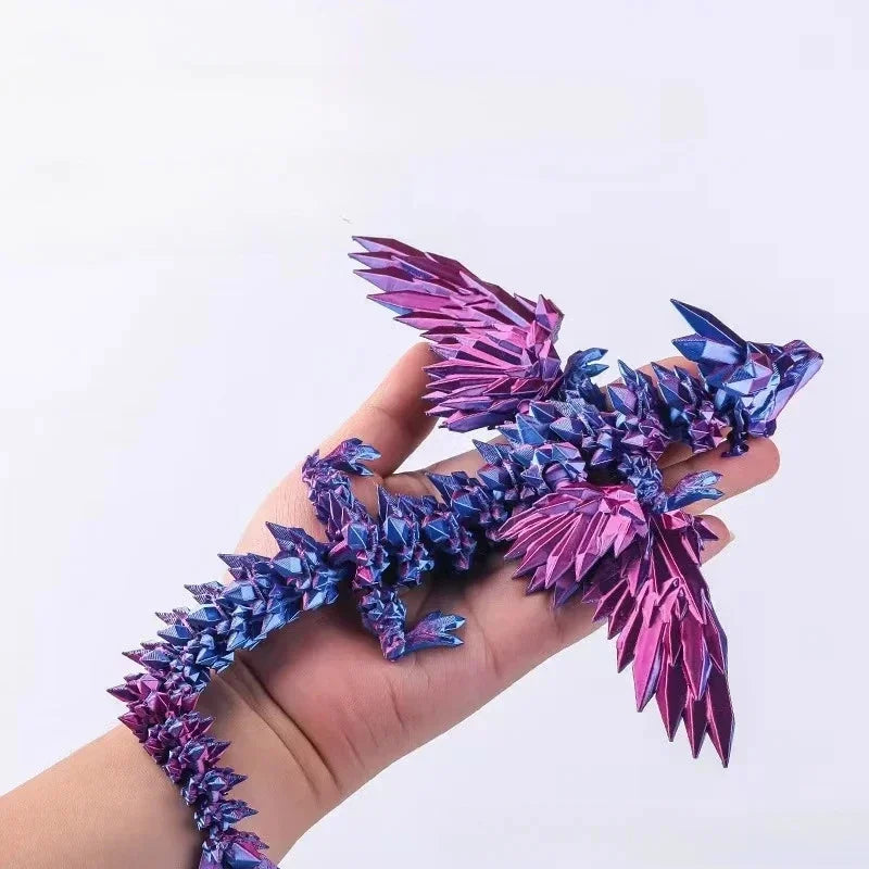 3D Printed Articulated Dragon Figurine - Colorful Gem Dragon Movable Joint Desktop Fantasy Action Figure Craft