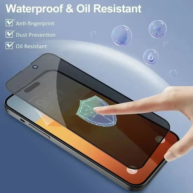5Pcs Full Cover Privacy Screen Protector - 8K Anti-Spy Tempered Glass for iPhone 16 15 14 13 12 11 Pro Max Mini XR X XS