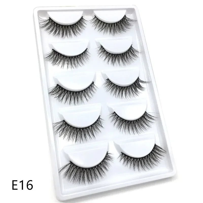 5 Pairs 3D Real Mink False Eyelashes – Soft Natural Look Eyelash Extensions for Makeup & Daily Wear