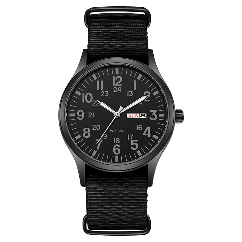 TPW Field Watch 2024 - Easy Read Quartz Wristwatch with Fabric Strap & 24-Hour Display
