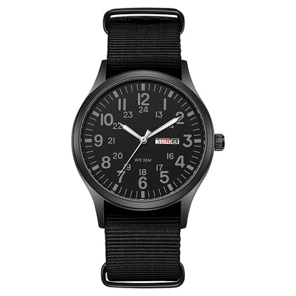 TPW Field Watch 2024 - Easy Read Quartz Wristwatch with Fabric Strap & 24-Hour Display