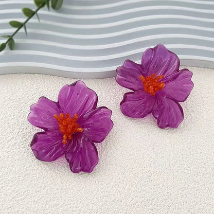 Zvoijio Resin Flower Drop Earrings - Personalized Trendy Long Water Drop Jewelry for Women