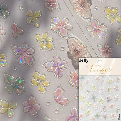 Floral Nail Art Stickers - White Rose Lily Daisy Peony Cherry Blossom & Magnolia Manicure Decals for DIY Nails