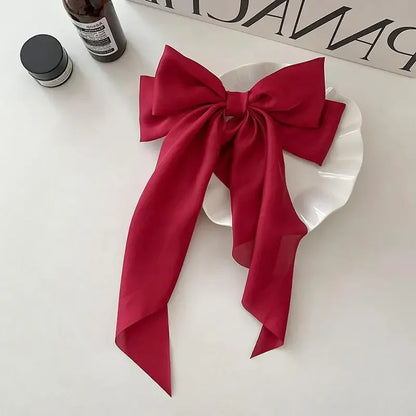 Fashion Cute Fabric Hair Bow Hairpin – Black & White Ribbon Hair Clips, Headwear for Women, Hair Jewelry Accessories