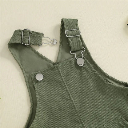 Baby Suspender Jumpsuit - Unisex Solid Color Button Overalls for 0-24 Months Toddler Boys & Girls
