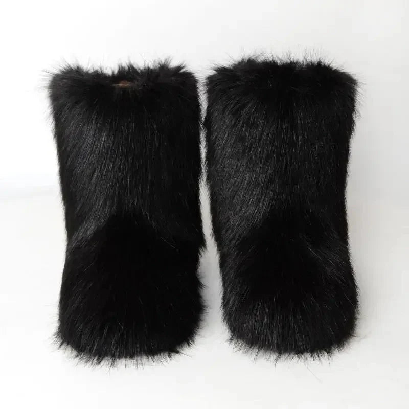 Women’s Faux Fur Winter Boots - Plush Warm Snow Shoes for Ladies with Luxury Furry Fashion Style