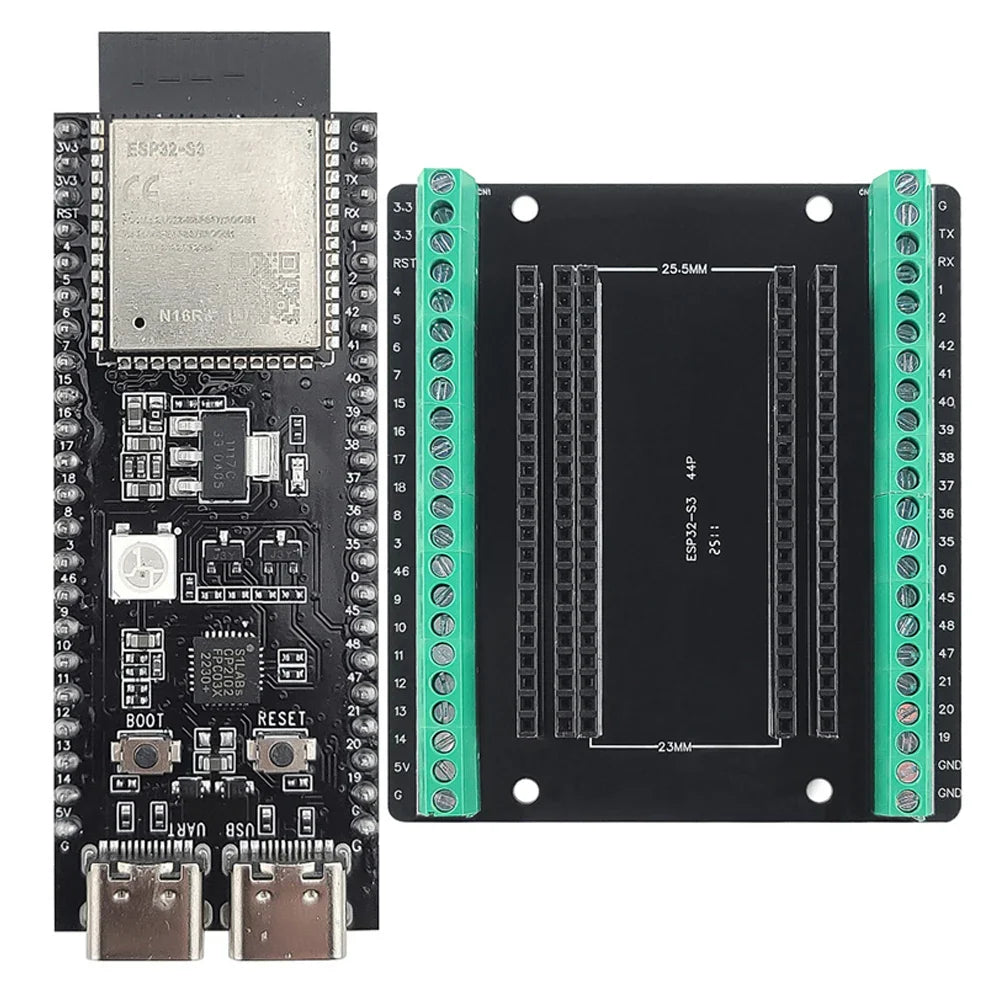 ESP32-S3 Development Board Kit – 2.4GHz WiFi & Bluetooth Module with Expansion Adapter, Type-C Interface (ESP32-S3-1 N8R2 N16R8 44-Pin)