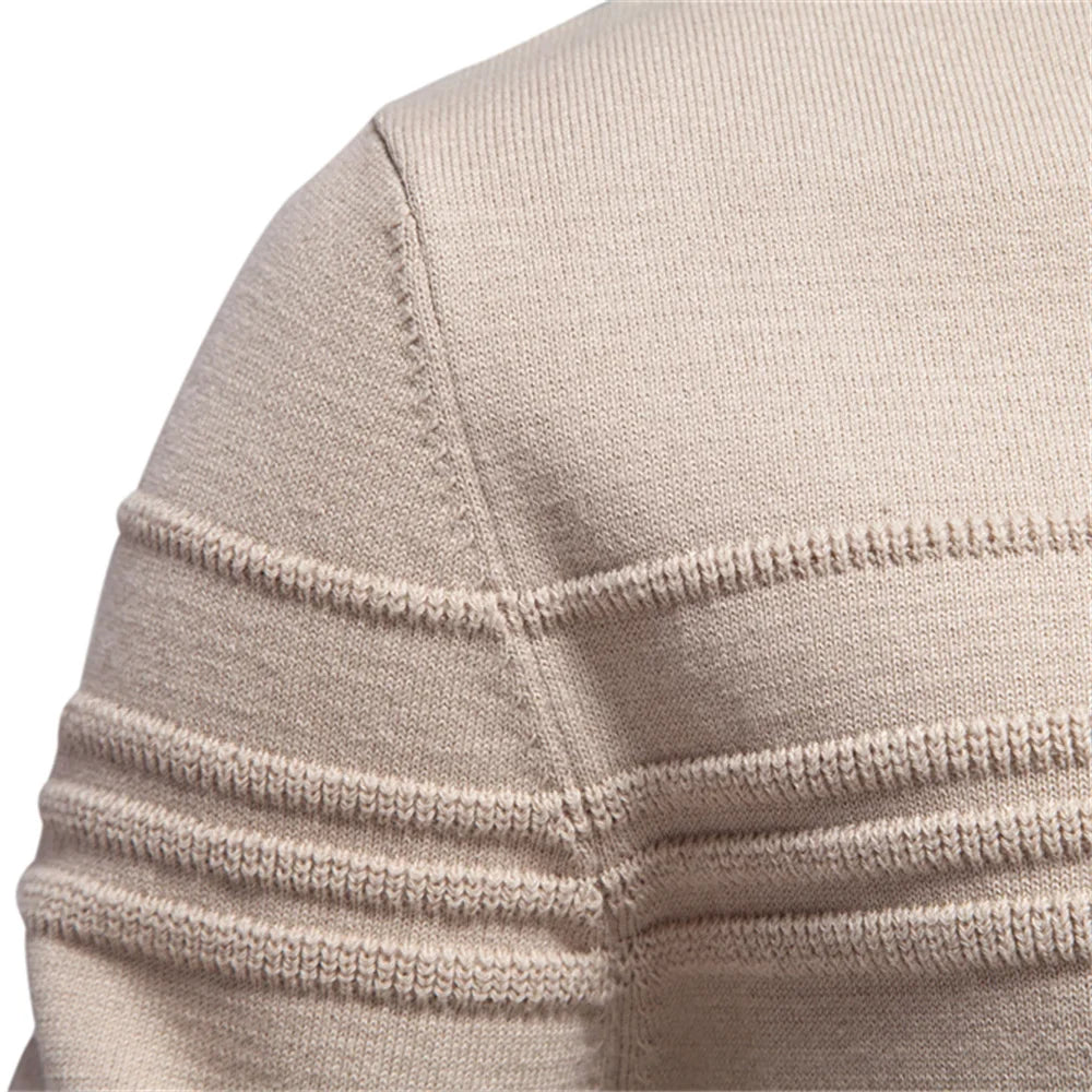 AIOPESON Men's Crewneck Sweater - Striped Cotton Knit Pullover Autumn Winter Warm Casual Top